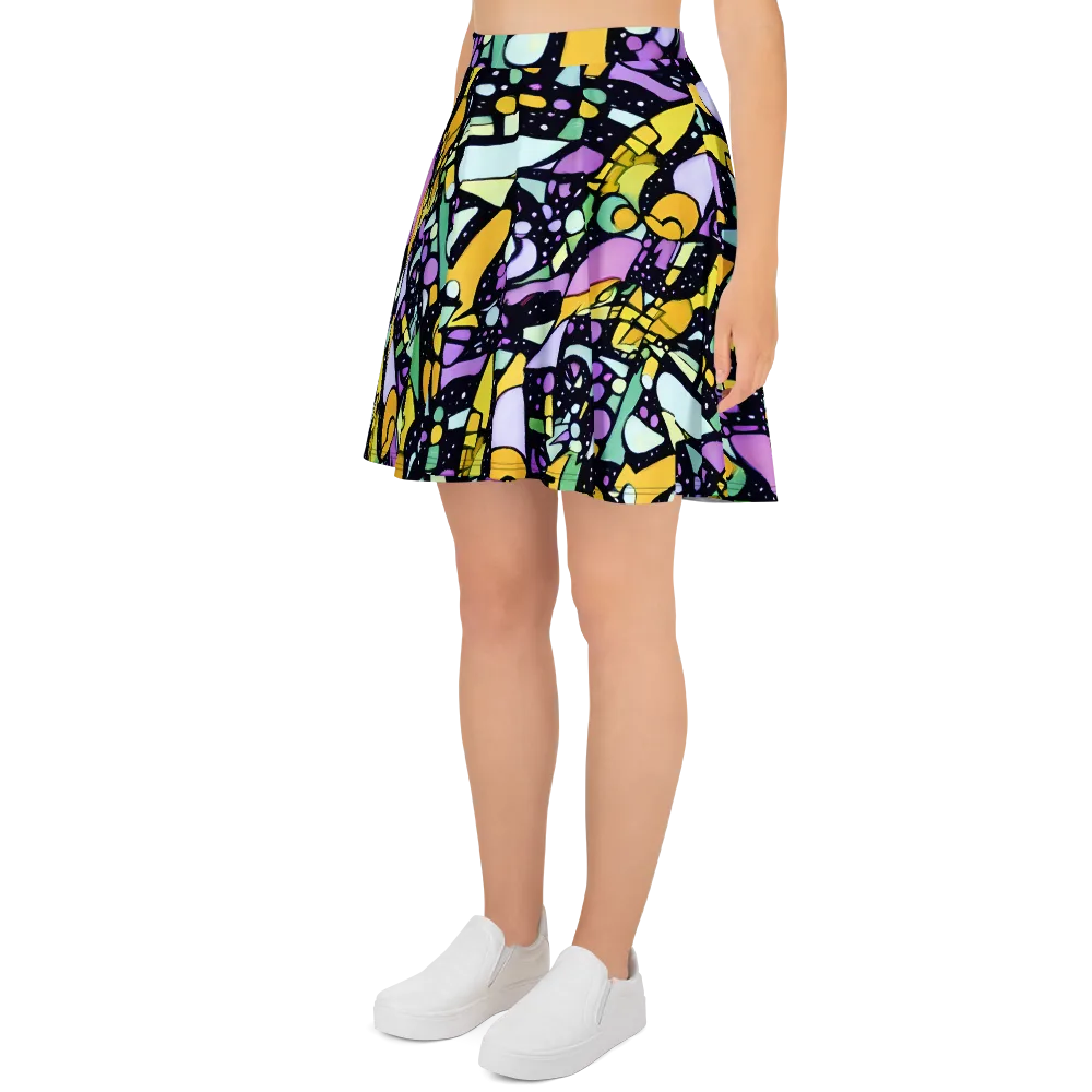 Stellar Stained Glass on Skater Skirt — Left