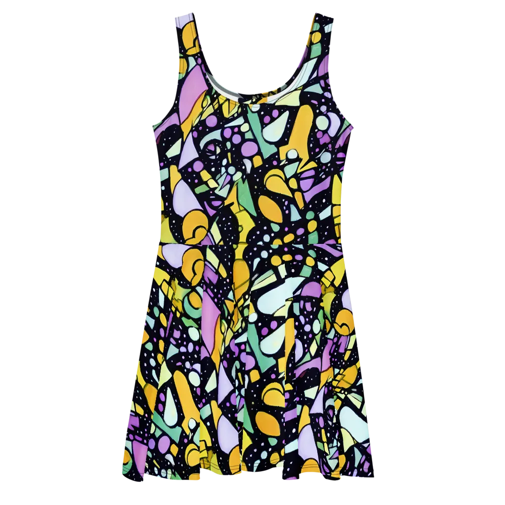 Stellar Stained Glass on Skater Dress — Front
