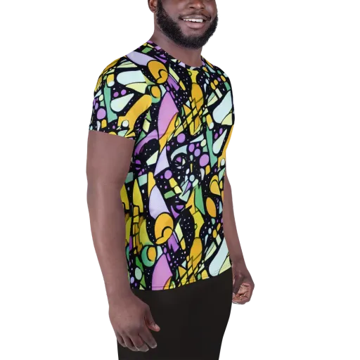 Stellar Stained Glass on a Men's Athletic T-Shirt
