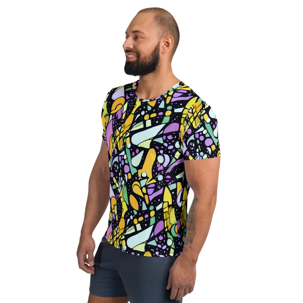 Stellar Stained Glass on Men's Athletic T-Shirt — Left