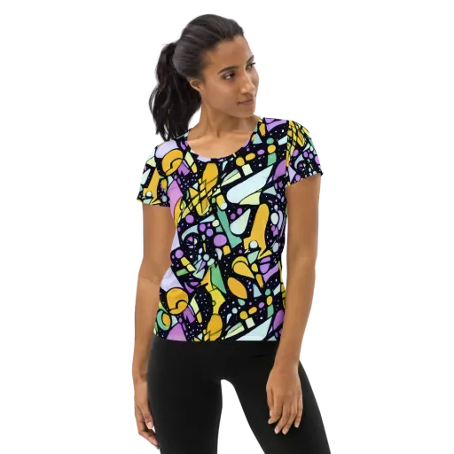 Stellar Stained Glass on a Women's Athletic T-Shirt