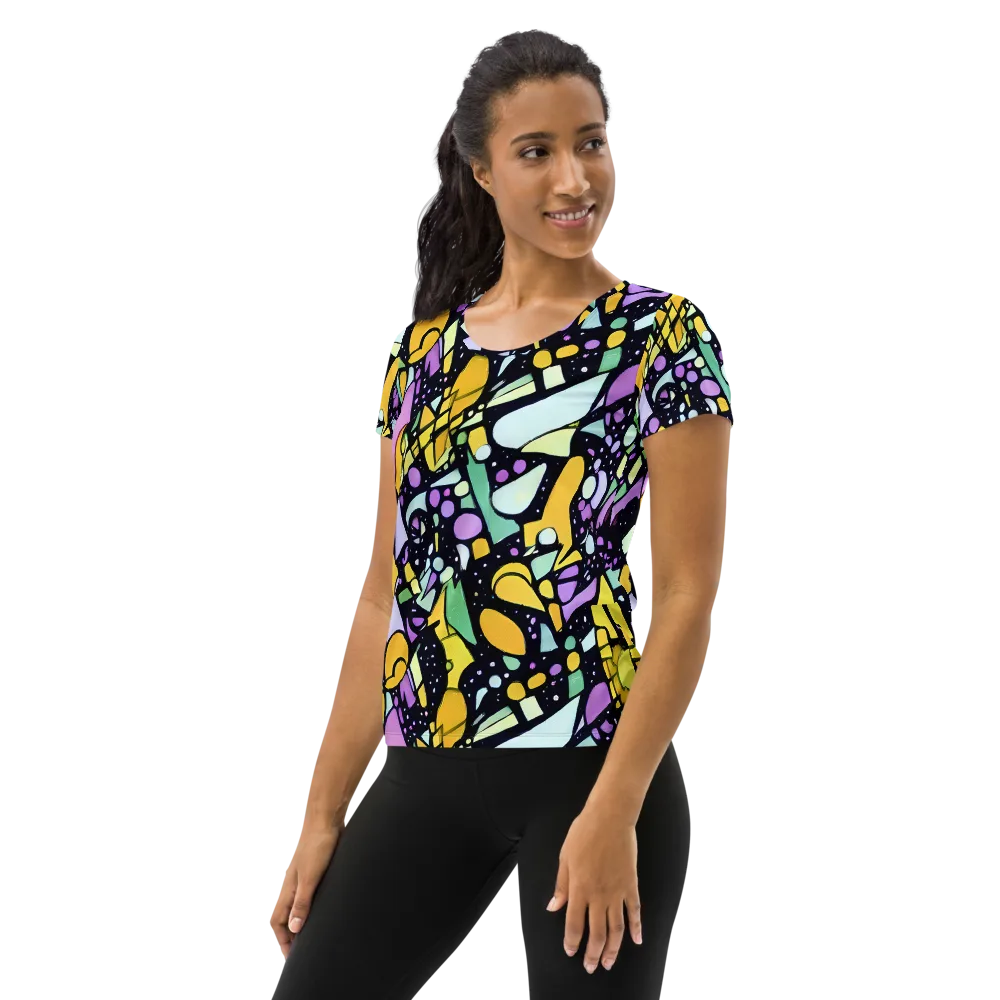 Stellar Stained Glass on Women's Athletic T-Shirt — Left