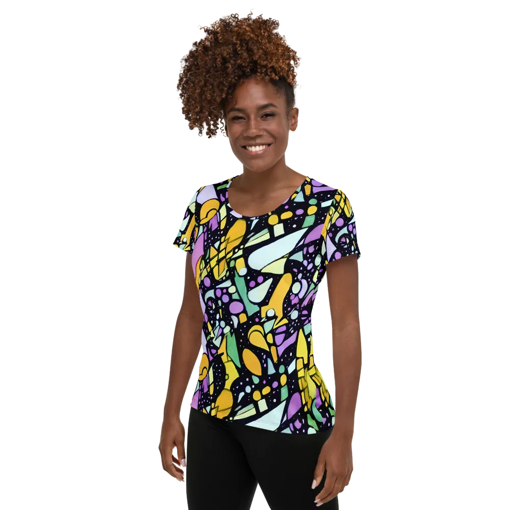 Stellar Stained Glass on Women's Athletic T-Shirt — Left