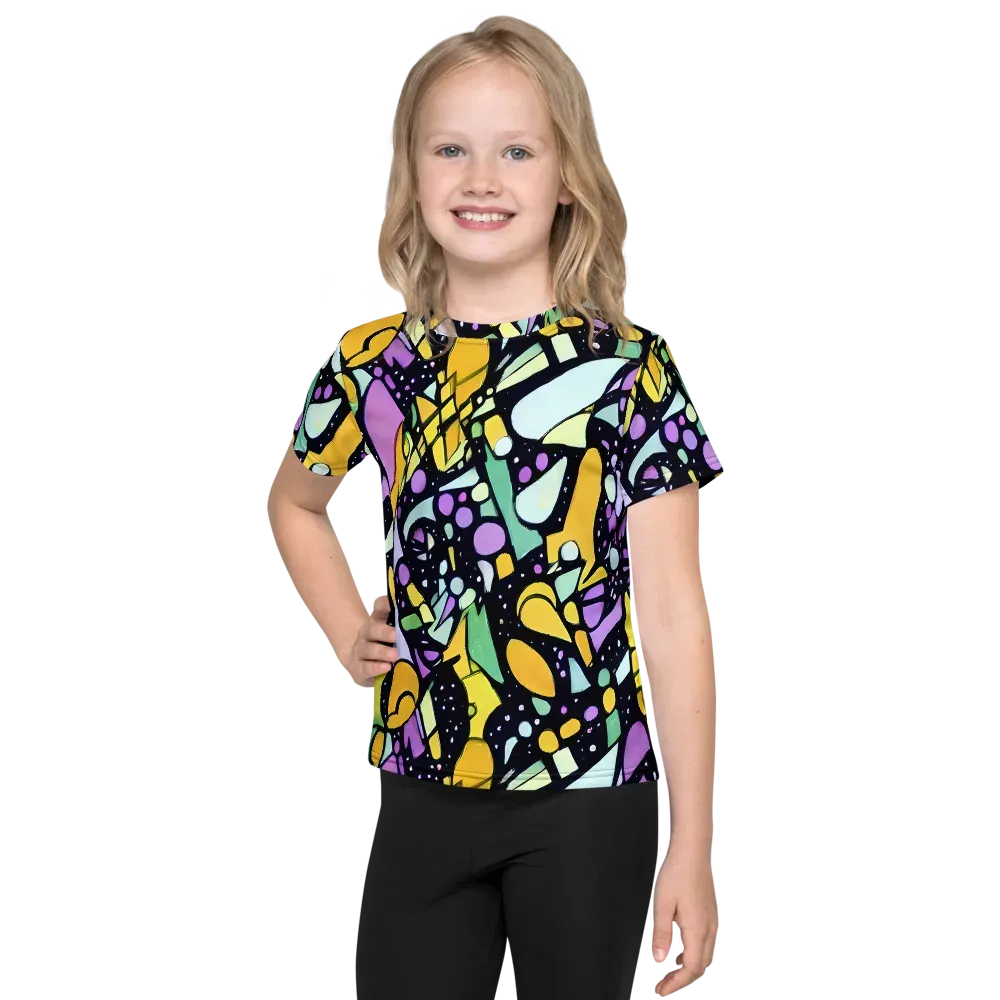 Stellar Stained Glass on Kids Crew Neck T-Shirt — Front