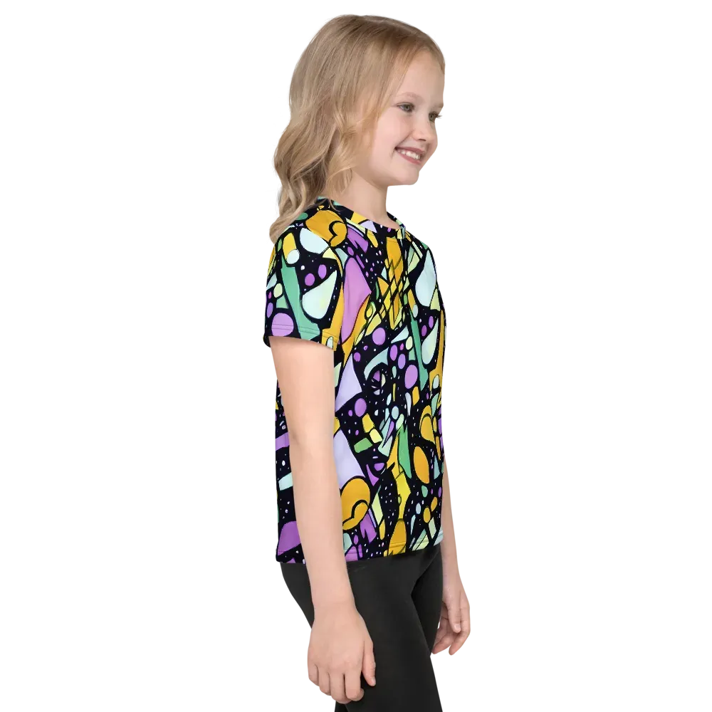 Stellar Stained Glass on Kids Crew Neck T-Shirt — Right