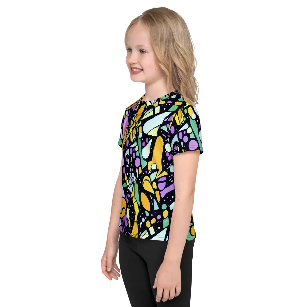 Stellar Stained Glass on Kids Crew Neck T-Shirt — Left