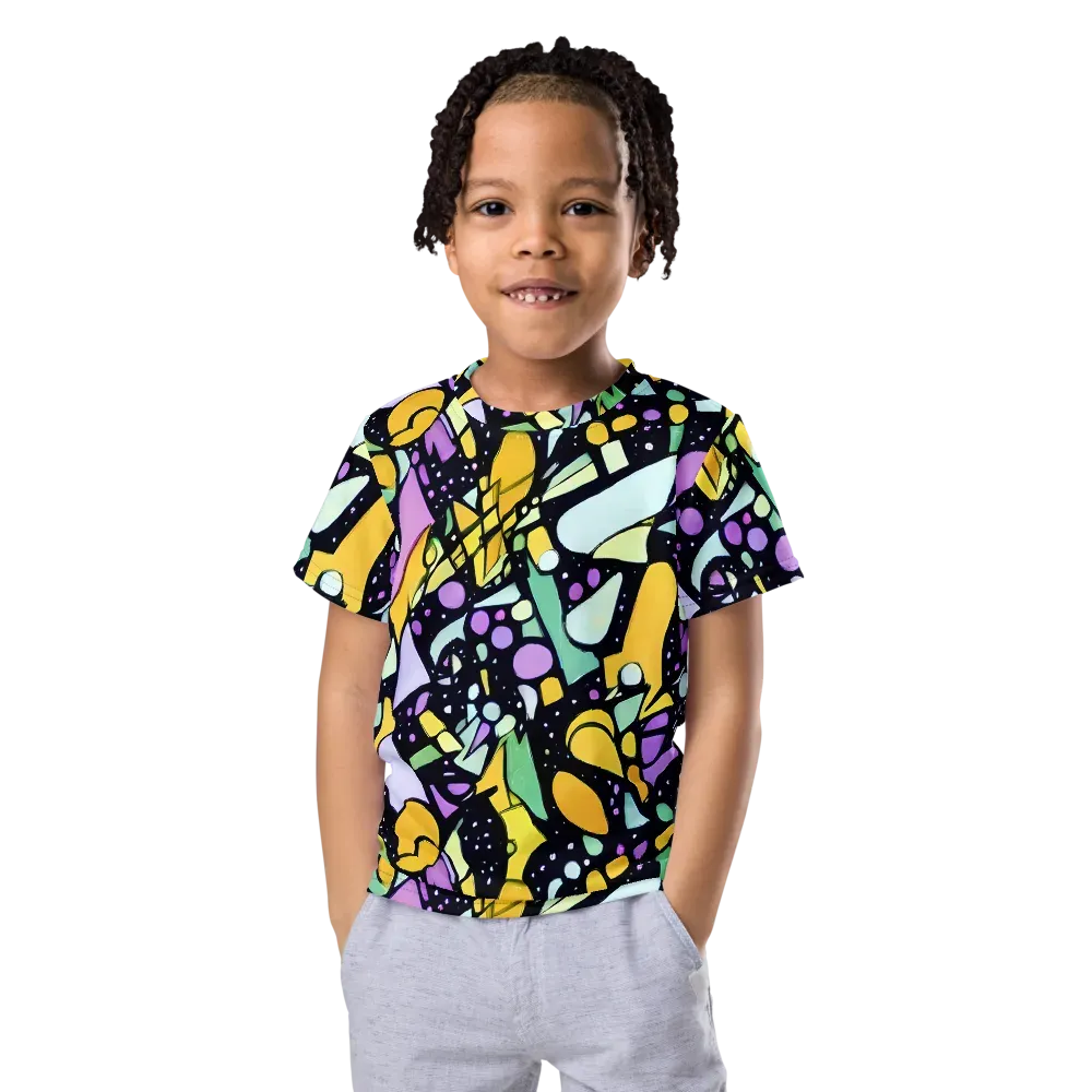 Stellar Stained Glass on Kids Crew Neck T-Shirt — Front