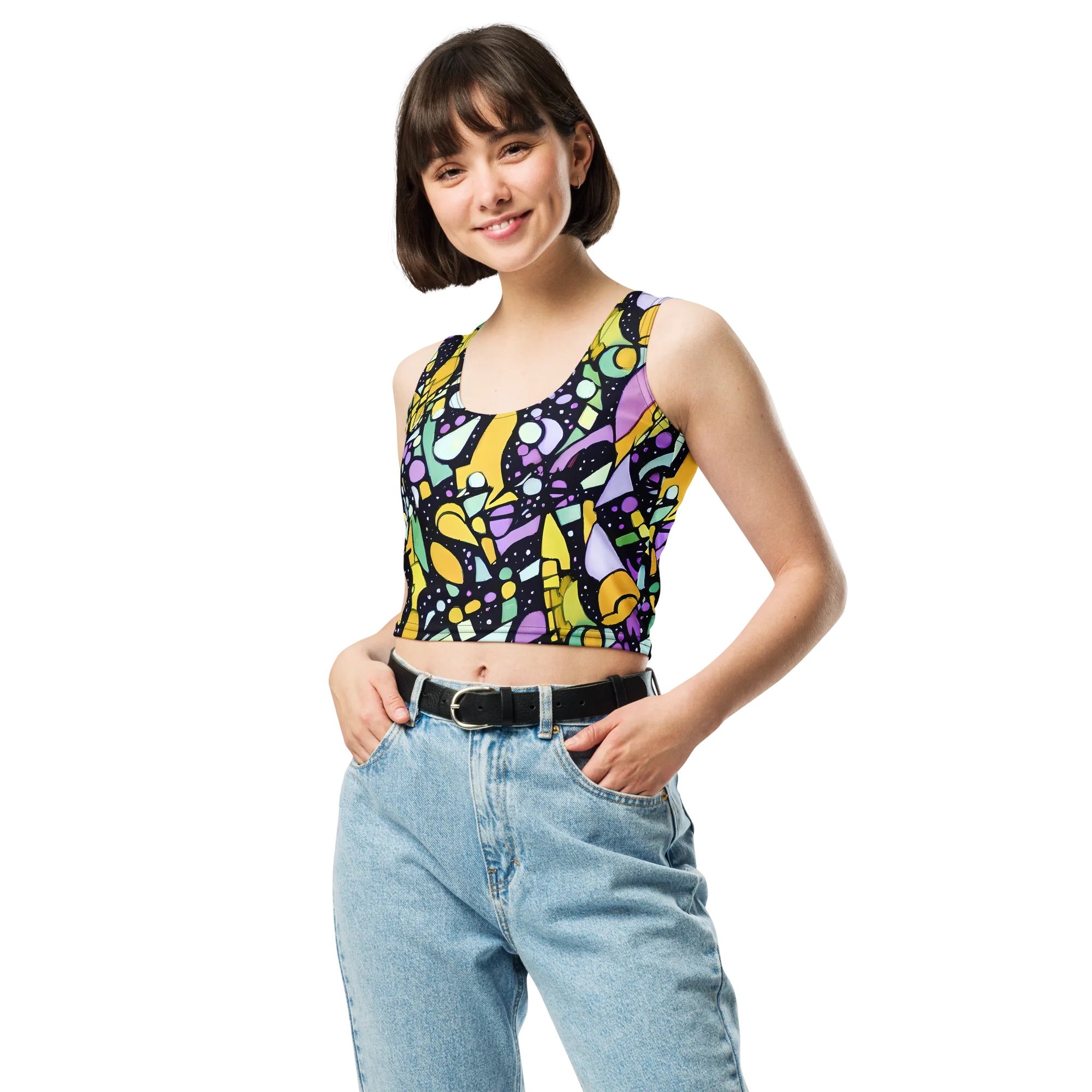Stellar Stained Glass on Crop Top — Front