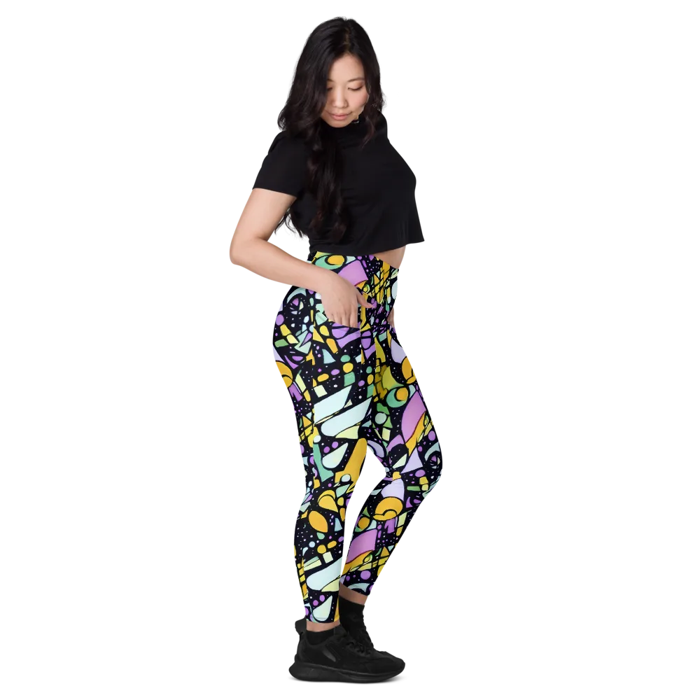 Stellar Stained Glass on Leggings with Pockets — Right