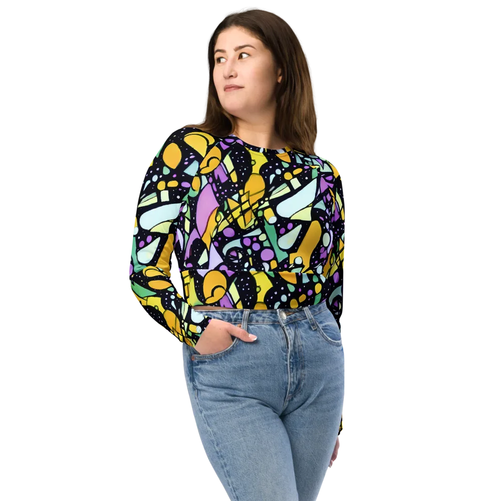 Stellar Stained Glass on Long Sleeve Crop Top — Front
