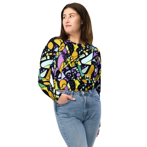 Stellar Stained Glass on a Long Sleeve Crop Top