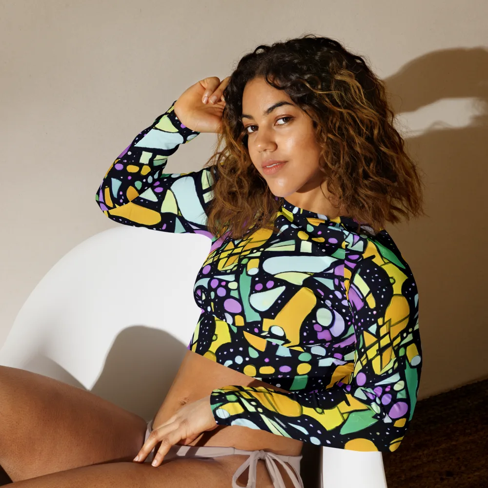 Stellar Stained Glass on Long Sleeve Crop Top — Left Front
