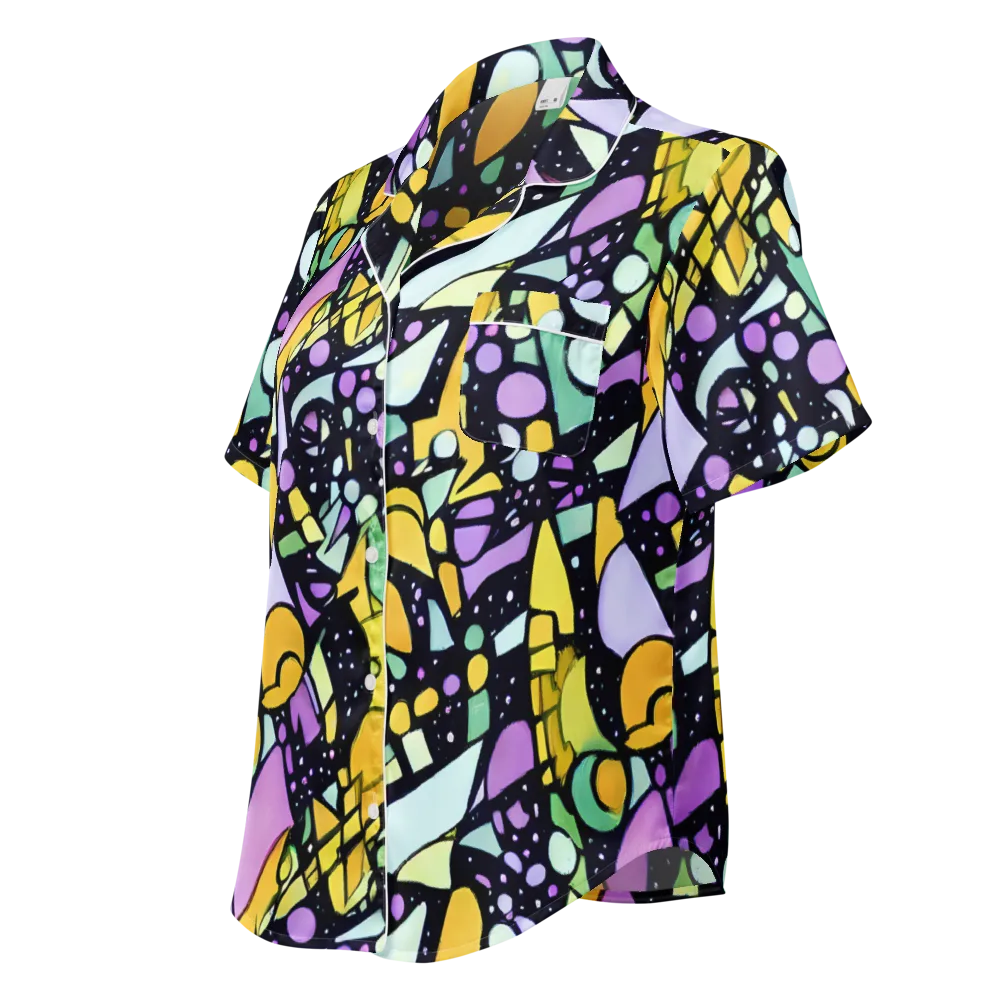Stellar Stained Glass on Women's Short Sleeve Pajama Top — Left Front