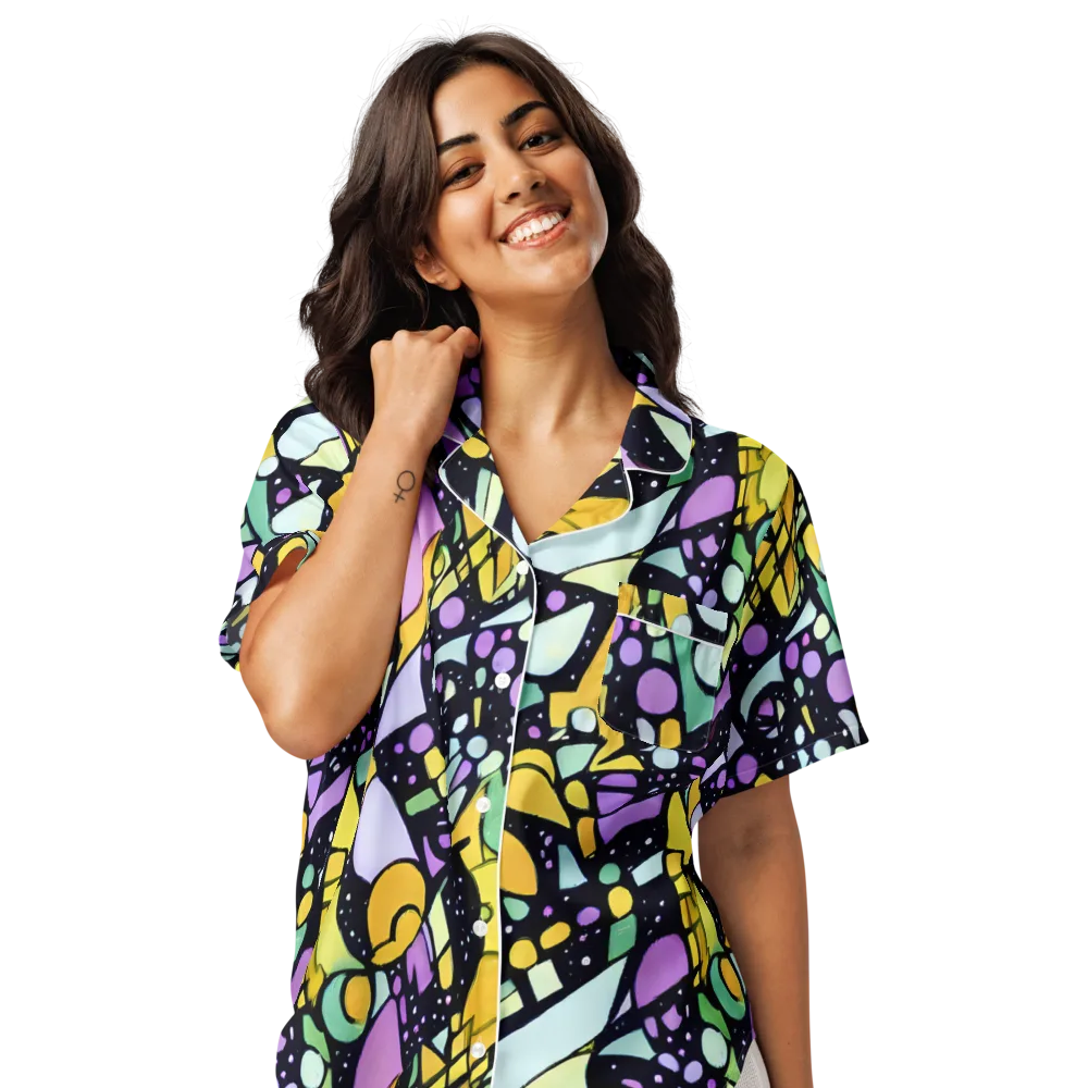 Stellar Stained Glass on Women's Short Sleeve Pajama Top — Front