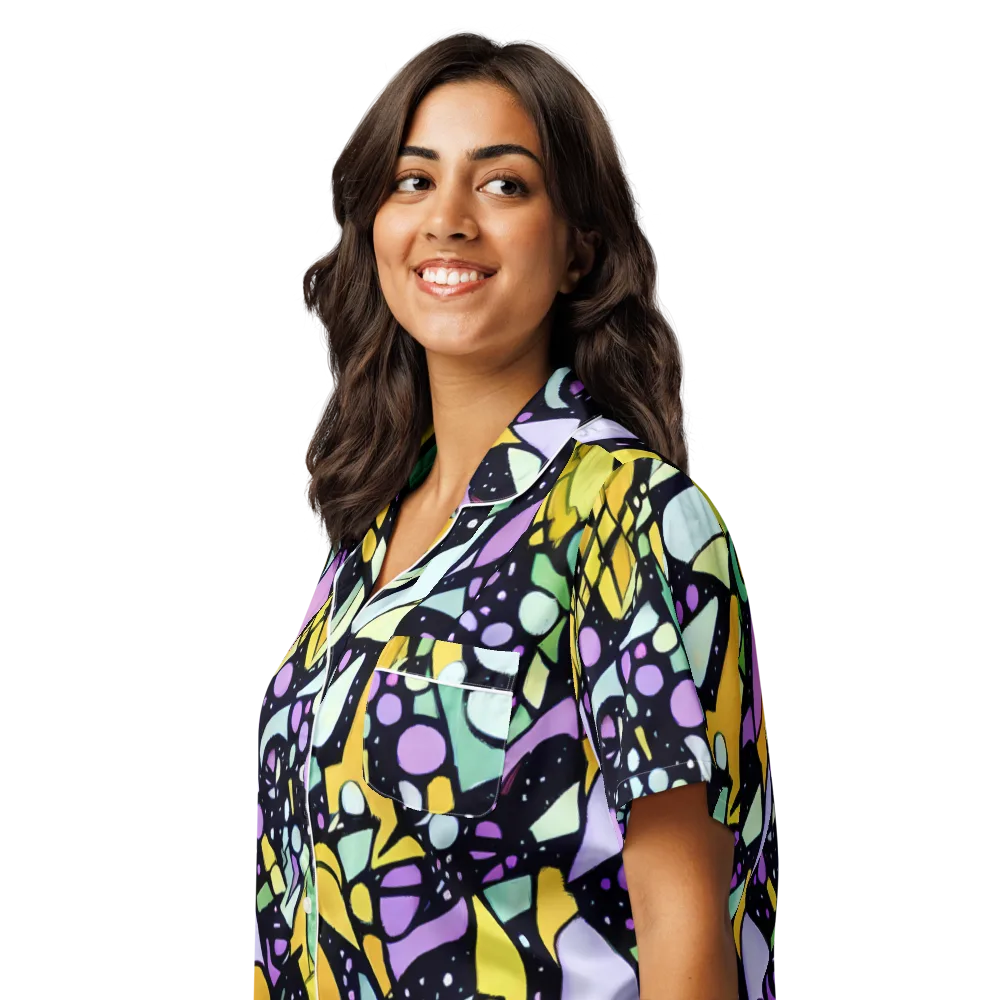 Stellar Stained Glass on Women's Short Sleeve Pajama Top — Left Front