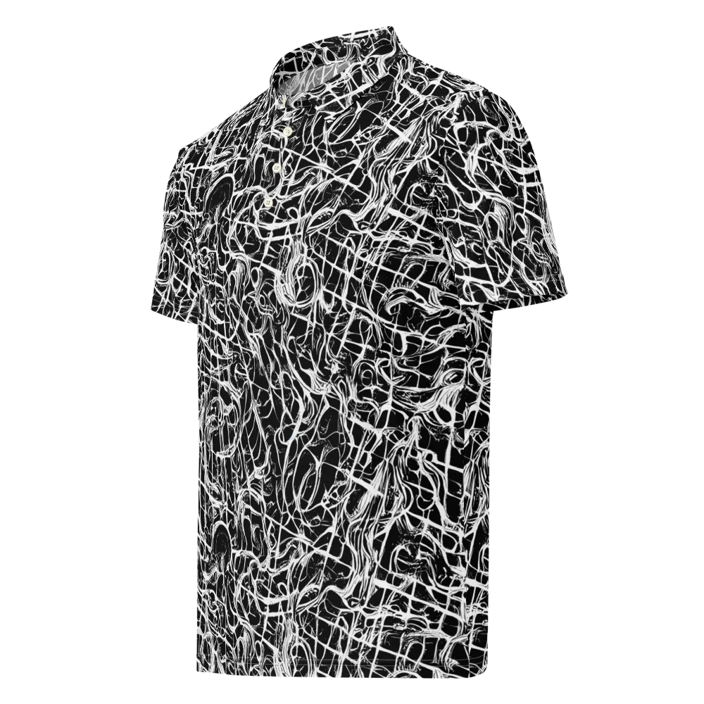 White Noise Bloom on Men's Slim Fit Polo Shirt — Left Front
