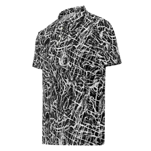 White Noise Bloom on a Men's Slim Fit Polo Shirt