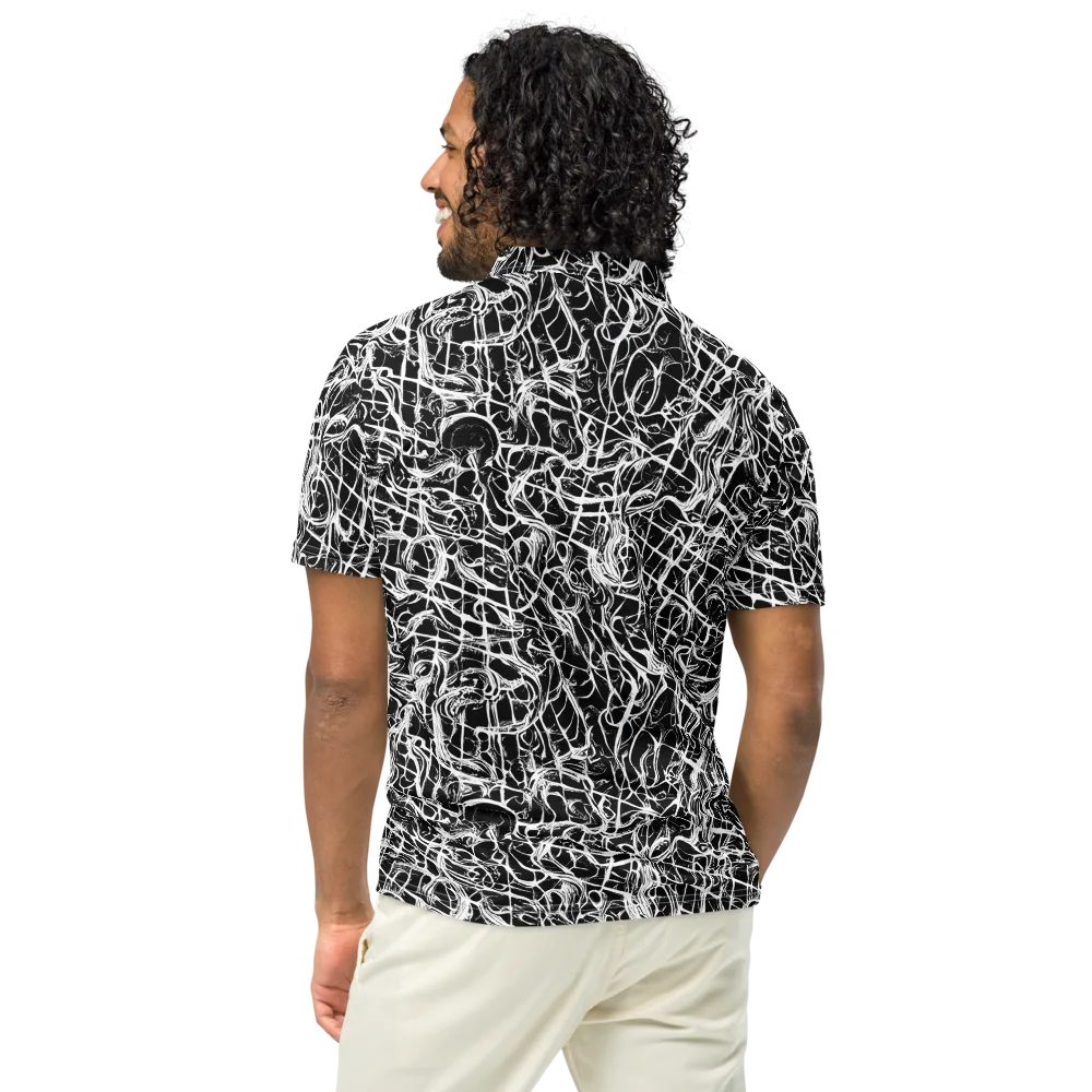 White Noise Bloom on Men's Slim Fit Polo Shirt — Back
