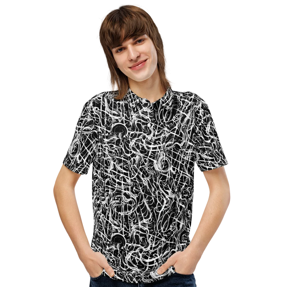 White Noise Bloom on Men's Slim Fit Polo Shirt — Front