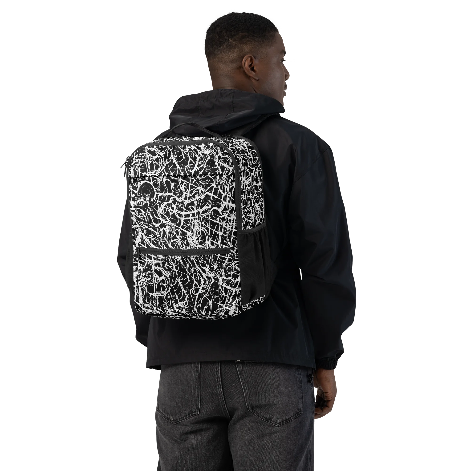 White Noise Bloom on Utility Backpack — Back