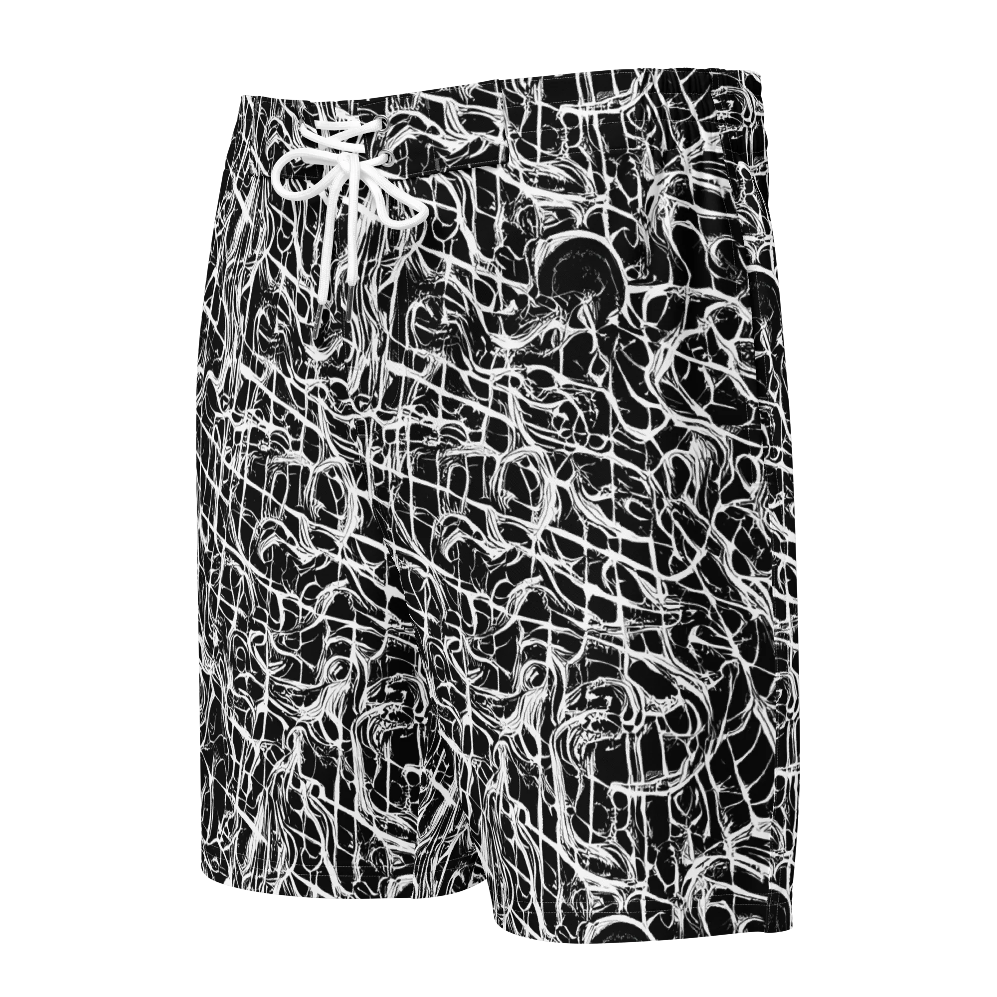 White Noise Bloom on Men's Board Shorts — Front