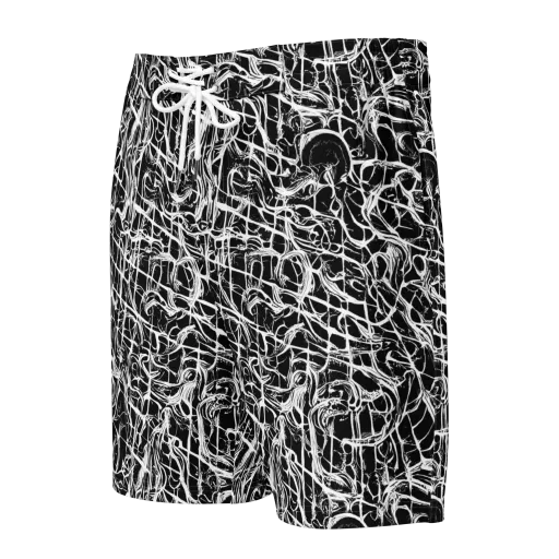White Noise Bloom on a Men's Board Shorts