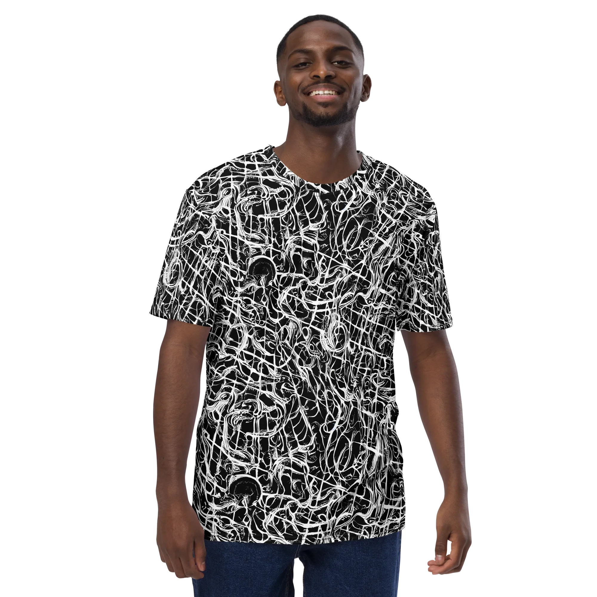 White Noise Bloom on Men's Crew Neck T-Shirt — Front