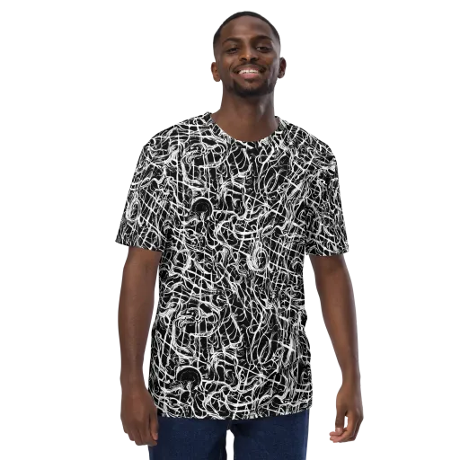White Noise Bloom on a Men's Crew Neck T-Shirt