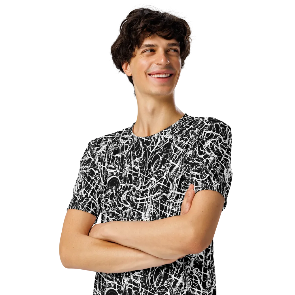 White Noise Bloom on Men's Crew Neck T-Shirt — Left Front