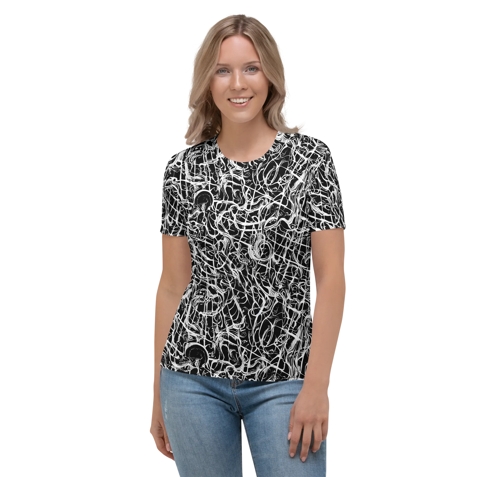 White Noise Bloom on Women's Crew Neck T-Shirt — Front
