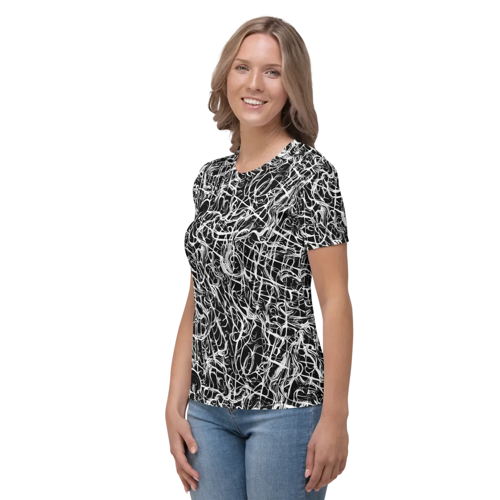White Noise Bloom on Women's Crew Neck T-Shirt — Left