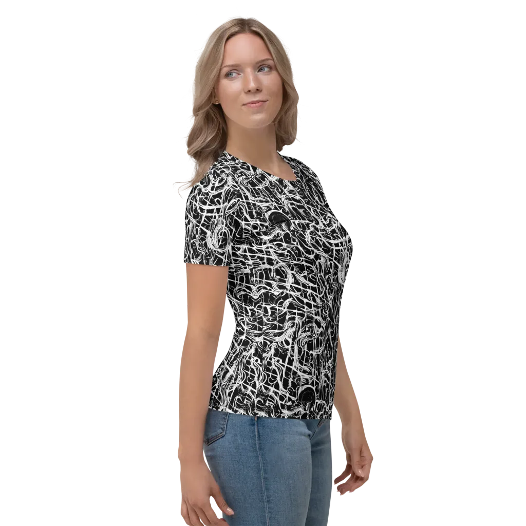 White Noise Bloom on Women's Crew Neck T-Shirt — Right