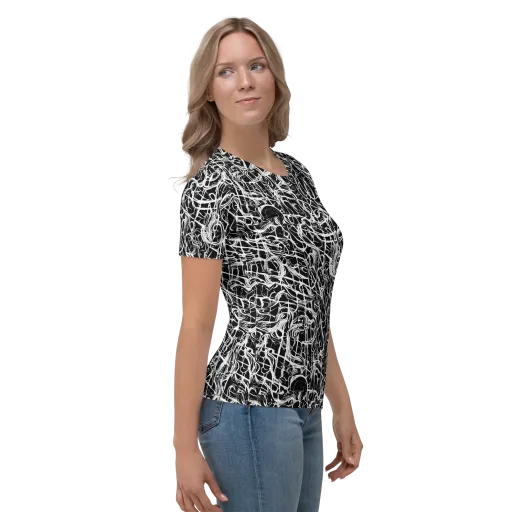 White Noise Bloom on a Women's Crew Neck T-Shirt
