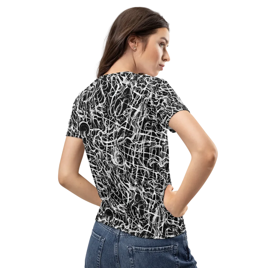 White Noise Bloom on Women's Crew Neck T-Shirt — Back