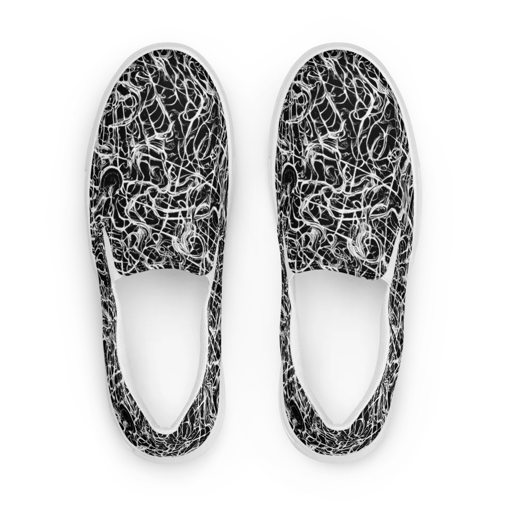 White Noise Bloom on Men's Slip-On Canvas Shoes — Front