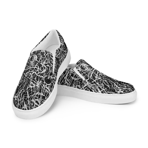 White Noise Bloom on a Men's Slip-On Canvas Shoes