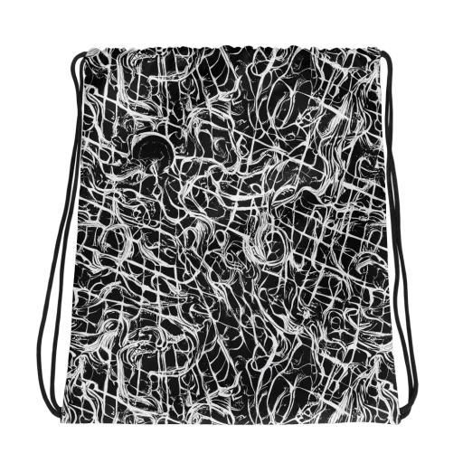 White Noise Bloom on a Drawstring Bag