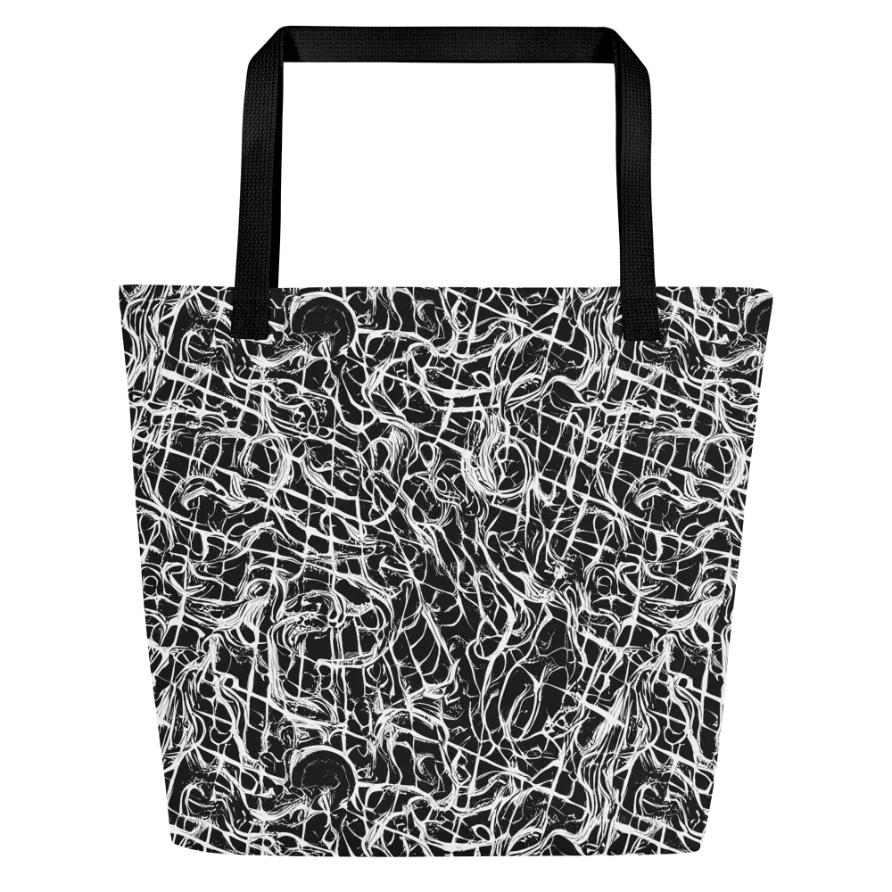 White Noise Bloom on Large Tote Bag W/ Pocket — Front