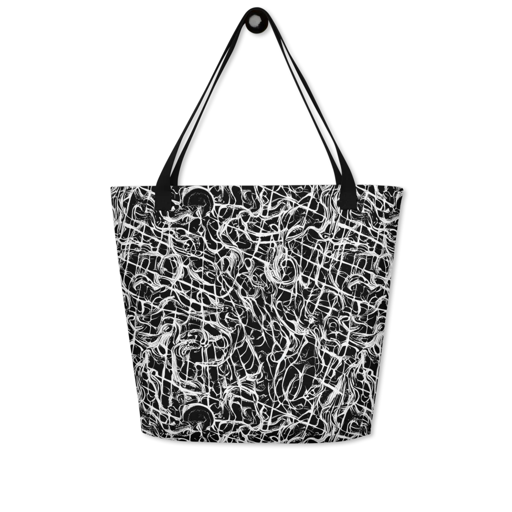 White Noise Bloom on Large Tote Bag W/ Pocket — Front