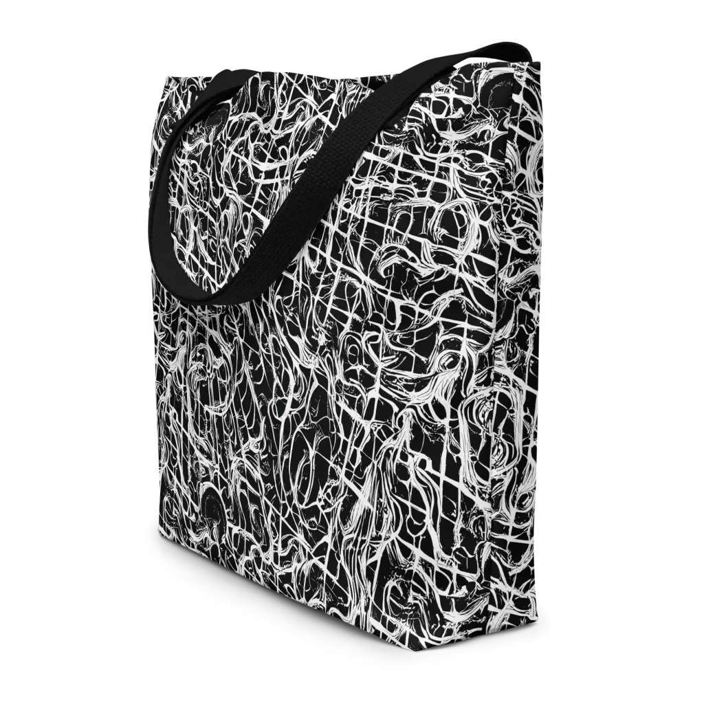 White Noise Bloom on Large Tote Bag W/ Pocket — Front