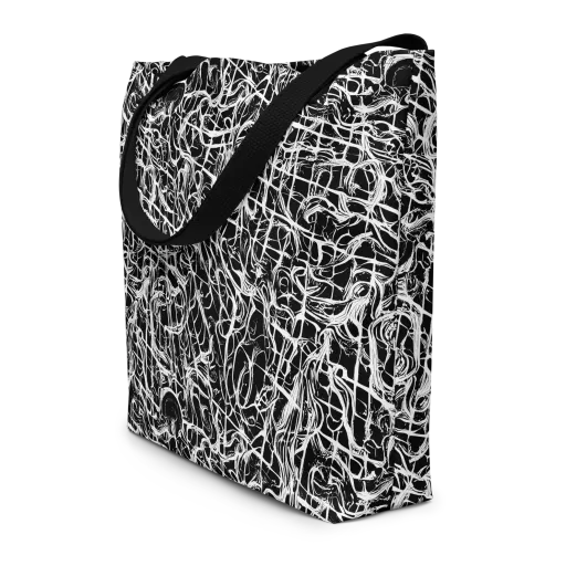 White Noise Bloom on a Large Tote Bag W/ Pocket