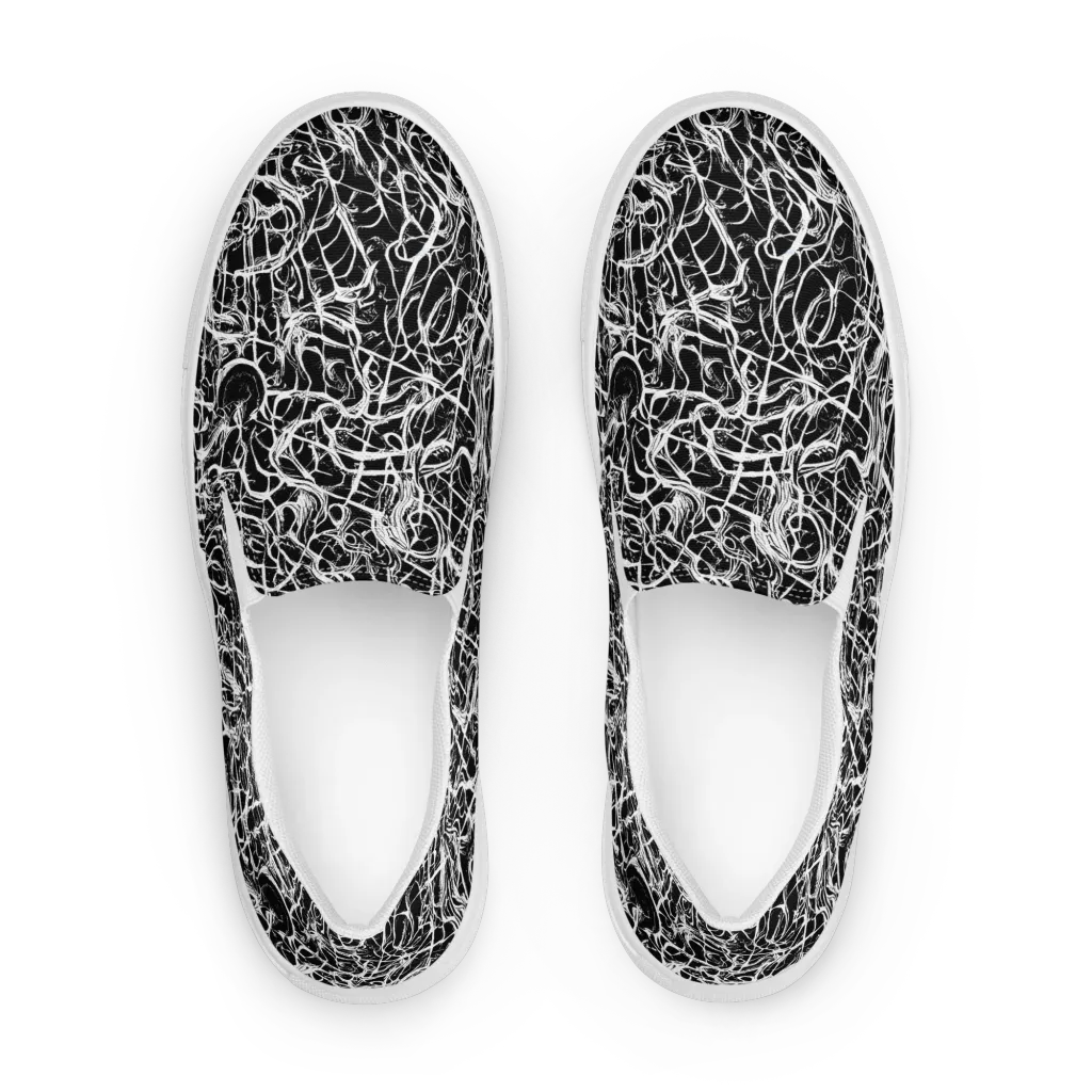White Noise Bloom on Women's Slip-On Canvas Shoes — Front