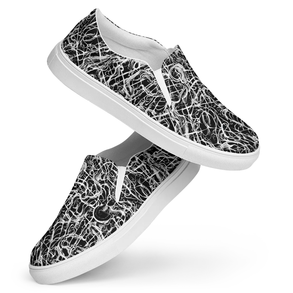 White Noise Bloom on Women's Slip-On Canvas Shoes — Front