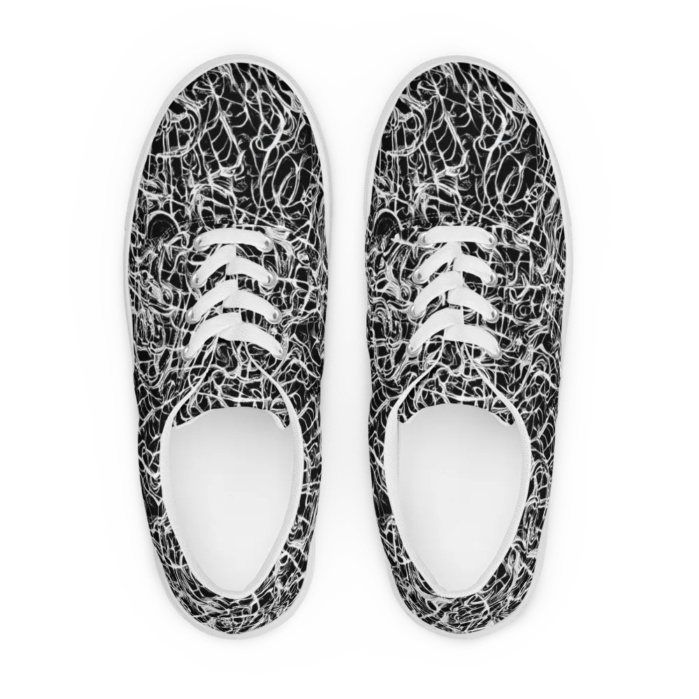 White Noise Bloom on Men's Lace-Up Canvas Shoes — Front