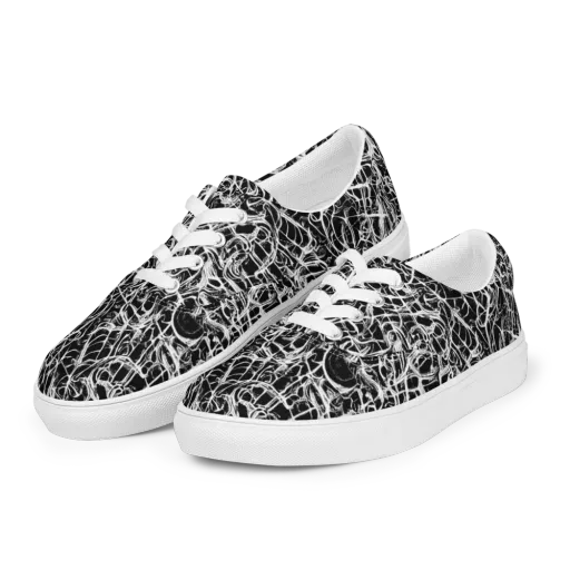 White Noise Bloom on a Men's Lace-Up Canvas Shoes