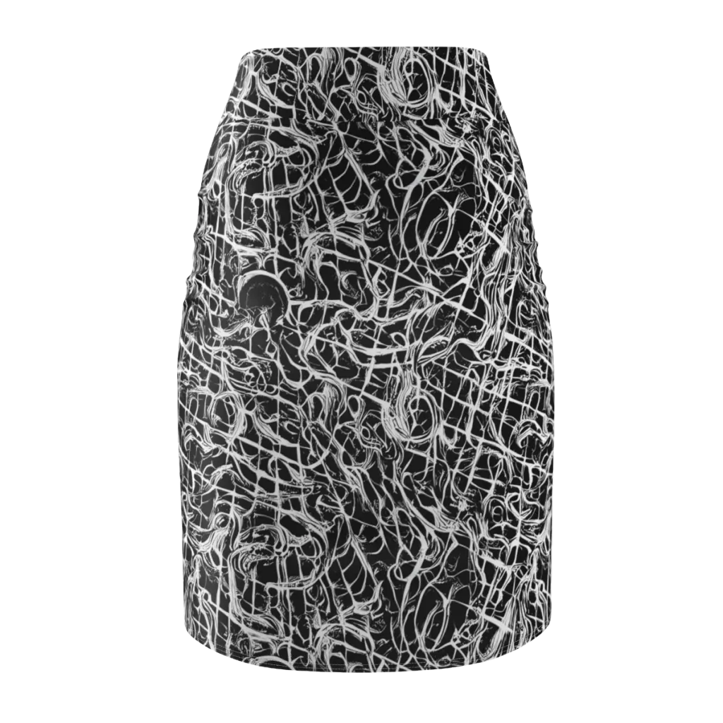 White Noise Bloom on Pencil Skirt — Back