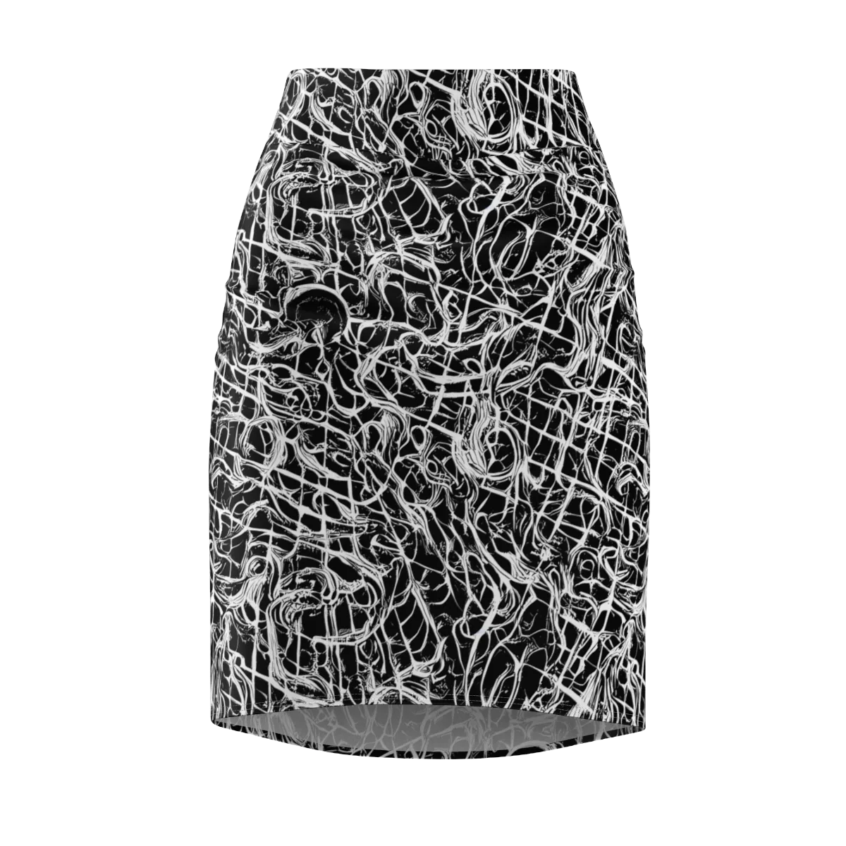 White Noise Bloom on Pencil Skirt — Front