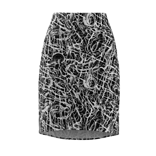 White Noise Bloom on a Pencil Skirt