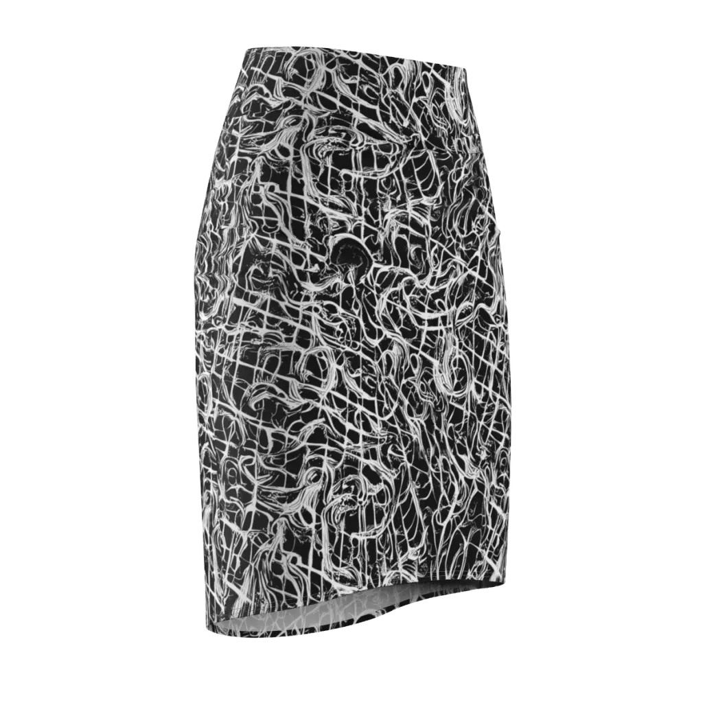White Noise Bloom on Pencil Skirt — Front Side