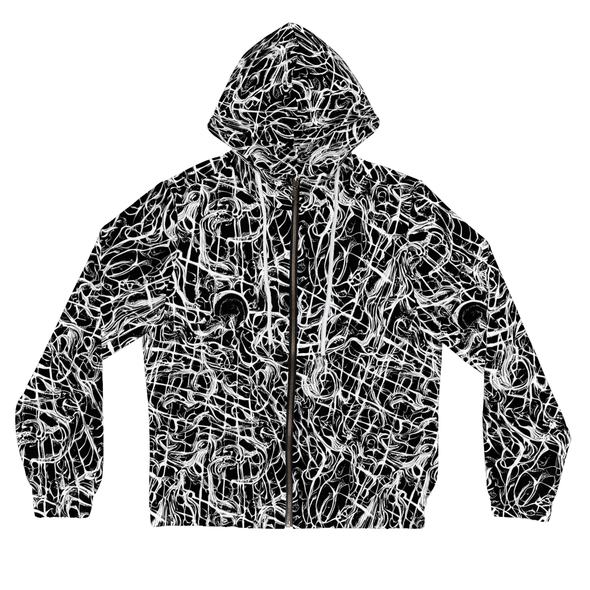 White Noise Bloom on Women's Full-Zip Hoodie — Front